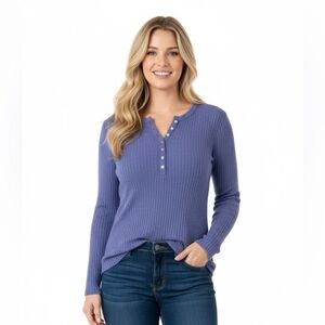LUCKY Brand linen blend purple knit thermal top size small